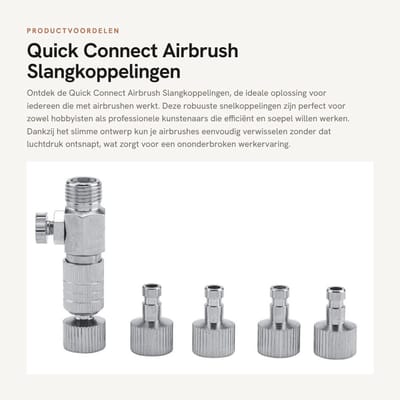 Dailygoods- Slangkoppelingen 1/8" - 4 Stuks Fittingen - Airbrush Snelkoppeling - Hoogwaardig Metaal - Handig in Gebruik - Duurzaam voor Langdurig Gebruik - Airbrushadapter