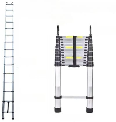 Aluminium Telescopische Ladder Belloro - 500cm - Vouwladder met Antislipvoeten - Multifunctionele Verlenging - Rechte Ladder voor Loft