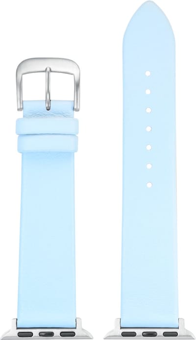 EULIT horlogeband geschikt voor Apple Watch 38/40/41 maat - Serie 1/2/3/4/5/6/7/8/9/10 + SE - nappa smart - 20 mm - lichtblauw blauw - metalen verguld gesp - incl. adapter