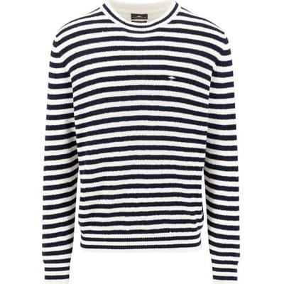 Fynch-Hatton Trui Round Neck Striped Bouclé New Off White / male