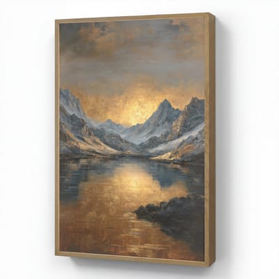 Wandlamp 60x90 cm - Oplaadbaar - Berglandschap met Gouden Zonsondergang - Wandlampen binnen woonkamer - Slaapkamer lamp - Decoratieve nachtlamp - Vloerlamp draadloos