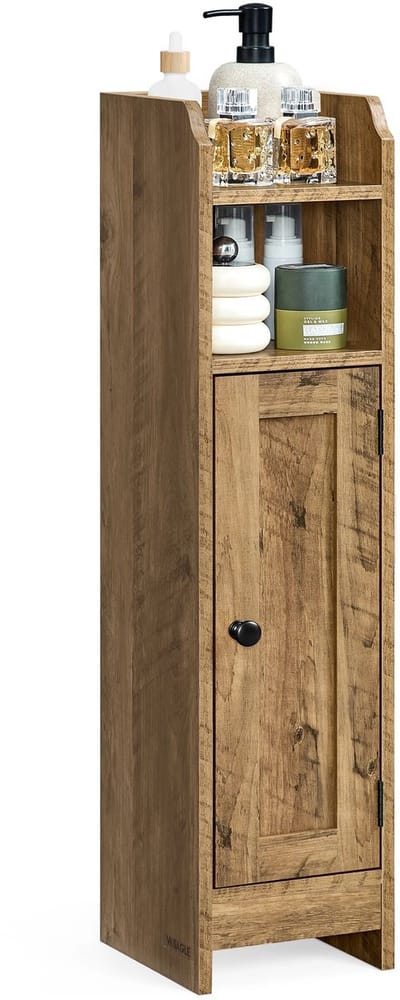LUMÉ STORE Toiletkastje - Badkamerkast - WC Kastje - Toiletmeubel - Badkamermeubel - Kantelbeveiliging - 20x18x80cm - Bruin