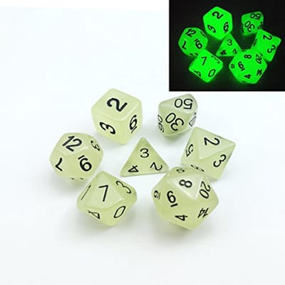 Glow in the Dark Polyhedral Dobbelstenen Set - 7-delige D&D Dobbelstenen voor Rollenspellen