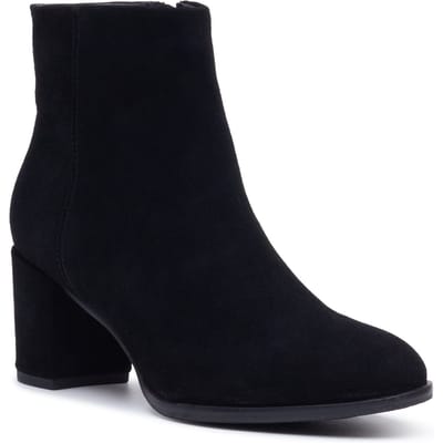 Hush Puppies Claridy Suède Lederen Dames Zwarte Hak Enkellaarsjes
