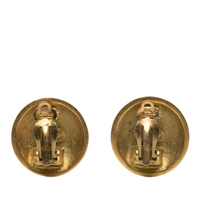 Tweedehands Cc Gouden Plated Ronde Clip On Oorbellen