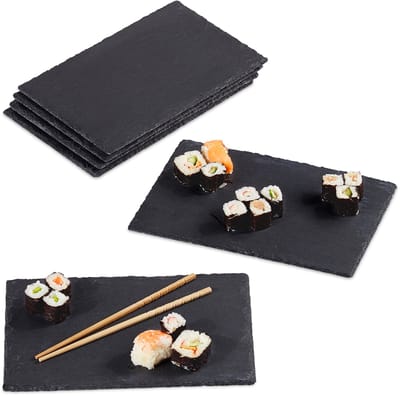 48 x serveerplank leisteen - placemats - 20 x 30 cm - kaasplankje antraciet