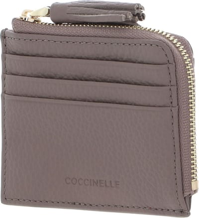 COCCINELLE Leren Kaarthoes Tassel Credit Card Holder Warm Taupe