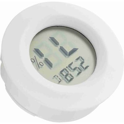 Mini thermomètre hygromètre numérique LCD de forme ronde pour reptiles blanc