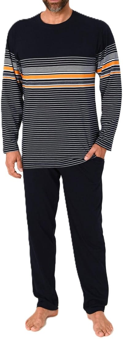 Lange Normann herenpyjama in een elegante gestreepte look