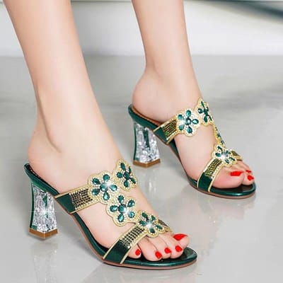 Strass Hoge Hak Comfort Zacht Leer Sandalen Dames Open Teen Zomer Mode Elegant Alles-match Romeinse Strand Schoenen 36 white