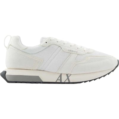 Armani Exchange Heren-sportschoenen van mesh met contrasterende zool (Gebroken wit)