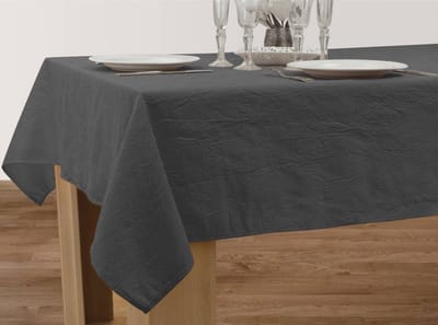 Tafelkleed anti-vlek Chiffonées antracite 200 x 150 cm Tafellaken - Decoratieve Tafel Accessoires - Woonkamer Decoratie - Bonne et Plus®