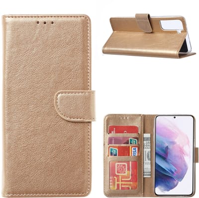 Hoesje Geschikt Voor Samsung Galaxy S21 Plus Hoesje Geschikt Voor Samsung Galaxy S21 Plus Portemonnee BookCase - Goud