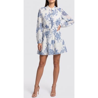 GUESS  Eco Adèlaide Ls Flare Dr Dreaming Lilies Prin Maat: L | Blousejurken Outlet | Dames | Blauw