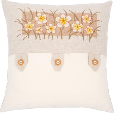 Vervaco - Homedeco kussen kit - Vanillebloemen - PN-0145327 - Borduren - Borduurpakket - Borduurpakket volwassenen - Borduurpakket kind