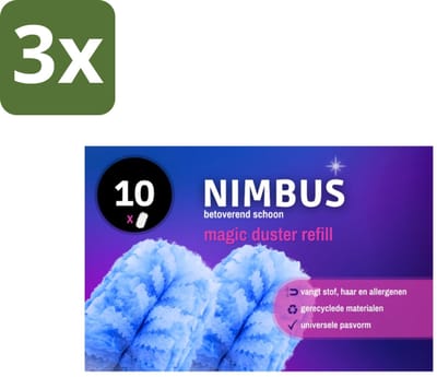 3 x NIMBUS Magic Duster Refill 10 stuks per verpakking - Stofdoekje - Stofdoek - Duster - Stof - Haren Verwijderen