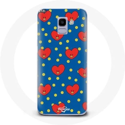 Coque pour Samsung Galaxy A8 2018 BTS Bangtan Garçons BT21 TATA de V Fond Bleu