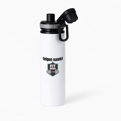 Hacebo® - fitness logo dumbbells met eigen naam waterfles met draaidop grijs - Fitness - atleten/sport liefhebbers - sport - fitness - dumbbells - verjaardag - cadeau - kado - water fles - 850ML