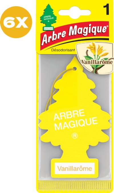 6 stuks Vanillarome Vanille Arbre Magique Geurboom Luchtverfrisser voor in de auto – Car Parfum – Geurboompje – Geurbooster – Wonderboom – Geurverfrisser – Nieuwe Auto – Autogeur – Autoparfum – Geurblad - Zomer Fris