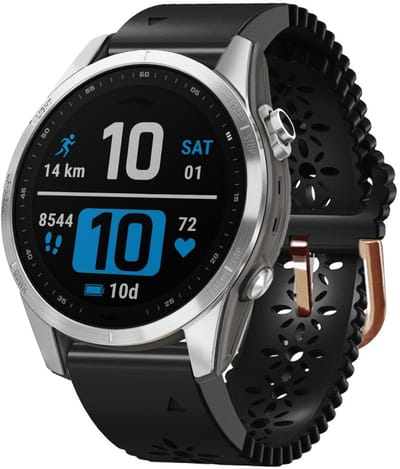 By Qubix - Geschikt voor Garmin bandje - 20mm Quickfit - Flower siliconen bandje - Zwart - Geschikt voor Garmin Fenix 7s/6s/5s / Instinct 2s / Epix Pro Gen 2 (42mm)