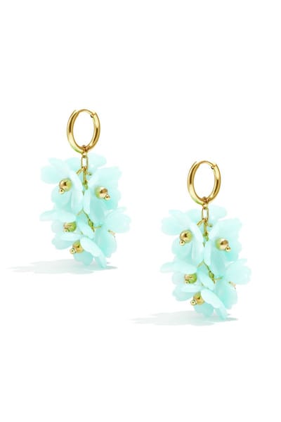 Bijoutheek Oorhangers Zomer Bloemen Tros Baby Blue