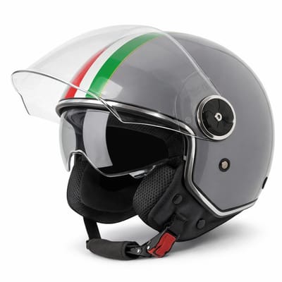 VINZ Neiva Jethelm met Zonnevizier - Italiaans - Scooterhelm & Motorhelm Retro - ECE 22.06 - Grijs - S
