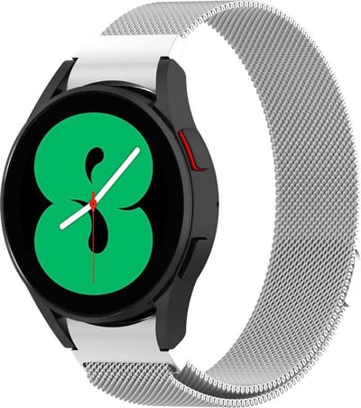 By Qubix - Milanese bandje (ronde connector) 20mm - Zilver - Geschikt voor Samsung Galaxy Watch 7 (40 & 44mm) - Galaxy Watch FE - Galaxy Watch 6 - Galaxy Watch 6 Pro - Galaxy Watch 5 - 5 Pro - Galaxy Watch 4 - 4 Classic