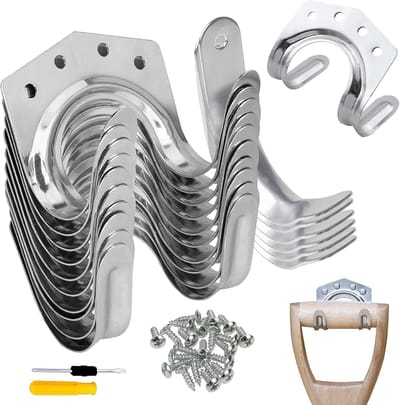18 stuks tuingereedschapshouders haken, enkele haak/dubbele haken, gereedschapshouder voor garage, tuin, fietsschuur met 54 schroeven, 1 schroevendraaier (zilver)