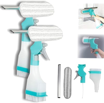 Multifunctionele Ramenreiniger - Glasbewassing Tool - Streeploos Schoonmaken - 4-in-1 Ontwerp - 28.5 x 27 cm - Blauw