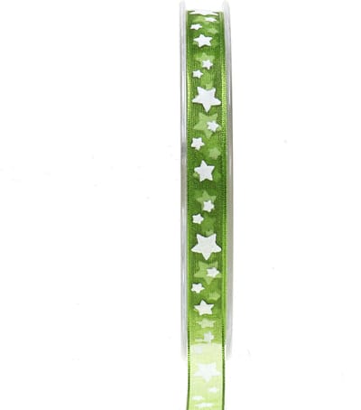 Kerstlint organza groen met ster 10mm 20m
