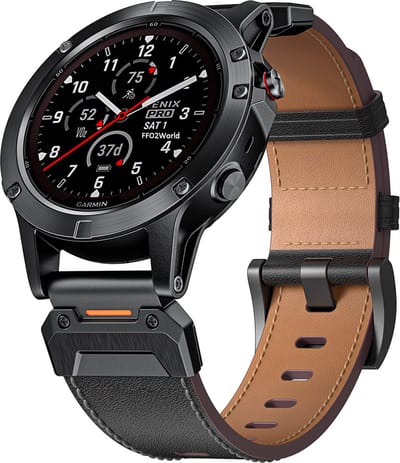 Stravo Echt leren bandje Quickfit 22mm - Geschikt voor Garmin Fenix 5 (Plus) / Fenix 6 (Pro) / Fenix 7 (Sapphire / Solar / Pro) / Fenix 8 - 47mm / Fenix E / Epix (Pro) Gen 2 - 47mm / Quatix 8 - 47mm / Quatix 5 / 6 / 7 - Leer Horlogebandje - Zwart