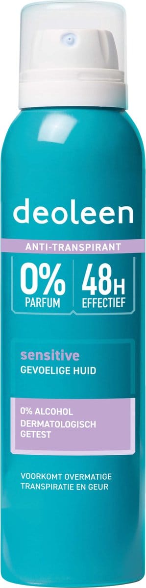 Deoleen Derma Intense 48 uur - Anti-transpirant spray - Voorkomt overmatige transpiratie en transpiratiegeur - 48 uur effectief - 0% parfum & 0% alcohol - Dermatologisch getest - Deodorant - 150 ml