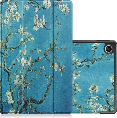 Hoes - Geschikt voor Lenovo Tab M10 Plus (3e / 3rd Generatie) - Dun & Stevig - Trifold Bookcase - Hard Cover - Hardcover Book Case - Tablet Hoesje - Bloesem