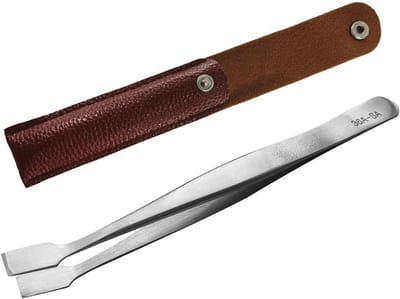 Roestvrijstalen gebogen Spade-Tip Stempel Tang - Zilver - 118 mm - Vernikkeld Staal - Voor Filatelisten en DIY Hobby's