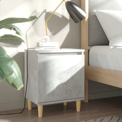 vidaXL - Nachtkastjes - 2 - st - met - houten - poten - 40x30x50 - cm - betongrijs