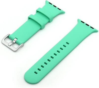 By Qubix - Geschikt voor Apple Watch bandje - Rubberen Siliconen sportbandje met gesp - Mint groen - Geschikt voor Apple Watch 38mm / 40mm / 41mm / 42mm - siliconen sport bandje - smartwatchbandje