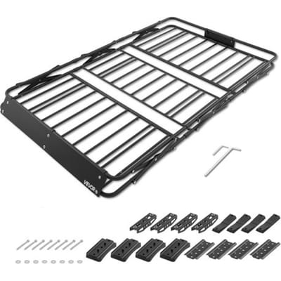 VEVOR Dakkoffer 1626 x 990 x 102 mm Dakbagagemand met inklapmechanisme Draagvermogen tot 90,72 kg Weerbestendige inklapbare autodakkoffer Gemaakt van gelegeerd staal Daktransportmand Geschikt voor SUV's en pick-ups
