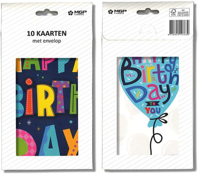 MGPcards - 20x dubbele wenskaart met witte envelop - Verjaardag - 11.5 x 17 cm