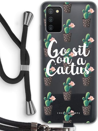 Case Company® - Hoesje met koord geschikt voor Samsung Galaxy A03S hoesje met Koord - Cactus quote - Telefoonhoesje met Zwart Koord - Bescherming aan alle Kanten en Over de Schermrand