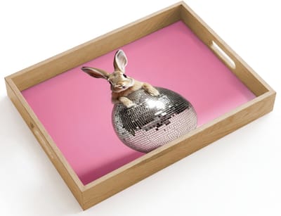 Dienblad hout 40x30 cm - Schootdienblad - Haas - Strik -Discobal - Borrelplank rechthoek - Plateau dienbladen