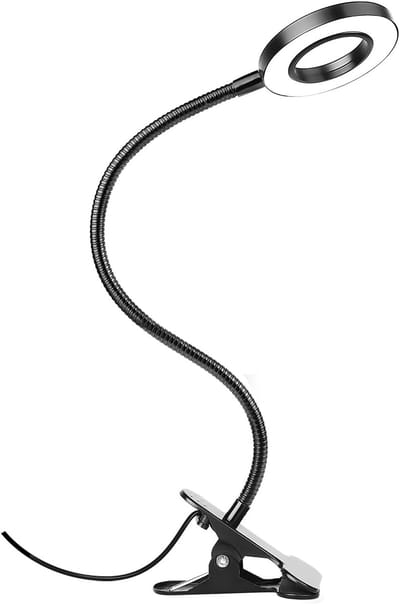 KZQ Bureaulamp Met Klem 10 Dimbaarheidsniveaus 3 Lichtstanden Flexibele Leeslamp Voor Hoofdeinde Kantoor En Studie Verstelbare Arm En Energiezuinig Led