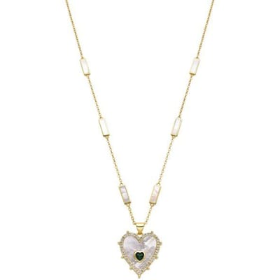 Luxeketting in 925 sterlingzilver en 18k goudfinish wit parelmoer - Limy