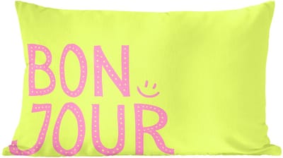 Sierkussens - Kussentjes Woonkamer - 60x40 cm - Groen - Smiley - Bonjour - Roze