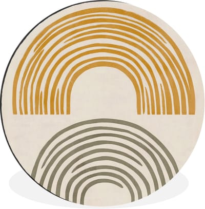 WallCircle - Wandcirkel - Muurcirkel - Bogen - Lijnen - Oranje - Minimalistisch - Aluminium - Dibond - 30x30 cm - Binnen en Buiten