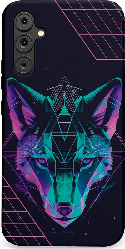 Casetastic hoesje geschikt voor Samsung Galaxy A34 (2023) 5G - Dubbellaagse bescherming - Neon Wolf - Fashion Case - Donkerblauw