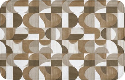 WC mat 80x50 cm - Antislip - Abstract - Retro - Bruin - Toiletmat - Vloermat - Douchemat - Toilet tapijt - Toiletmatten