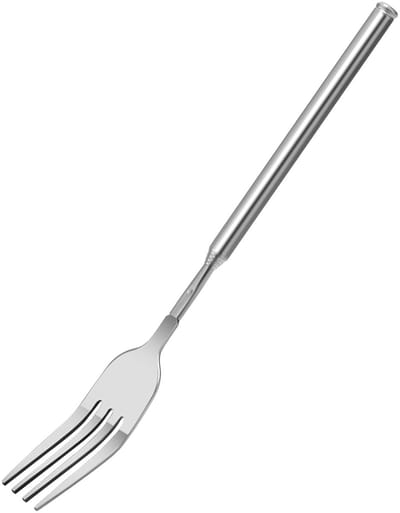Dailygoods- Telescopische Vork - Roestvrij Staal - Intrekbaar Design - Lange Handgreep - Grillen/Dessert - Tot 65 cm Lengte - Grillvork