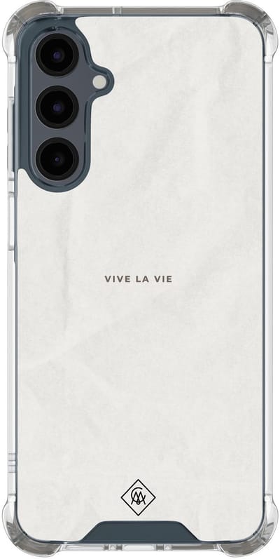 Casimoda® hoesje - Geschikt voor Samsung Galaxy A16 - Vive La Vie - Shockproof case - Extra sterk - TPU/polycarbonaat - Bruin/beige, Transparant