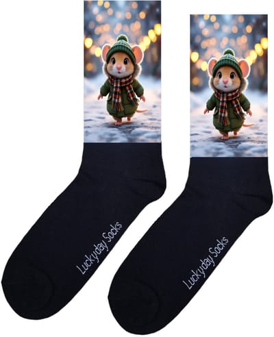 Muis - Opkikker - Grappige sokken - Valentijns cadeau - Verjaardag cadeau - Sint cadeau - Leuke sokken - Sneeuw - Natuur - Vrolijke sokken - Cadeautje - Grappige cadeau - Kerstsokken - Vaderdag - Moederdag - Socks maken Happy - 37-44