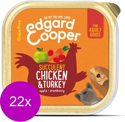Edgard & Cooper Kuipje Chicken Turkey Adult - Hondenvoer - 22 x Kip Kalkoen Appel 150 g Graanvrij